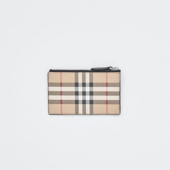 빈티지 체크 지퍼 카드 케이스