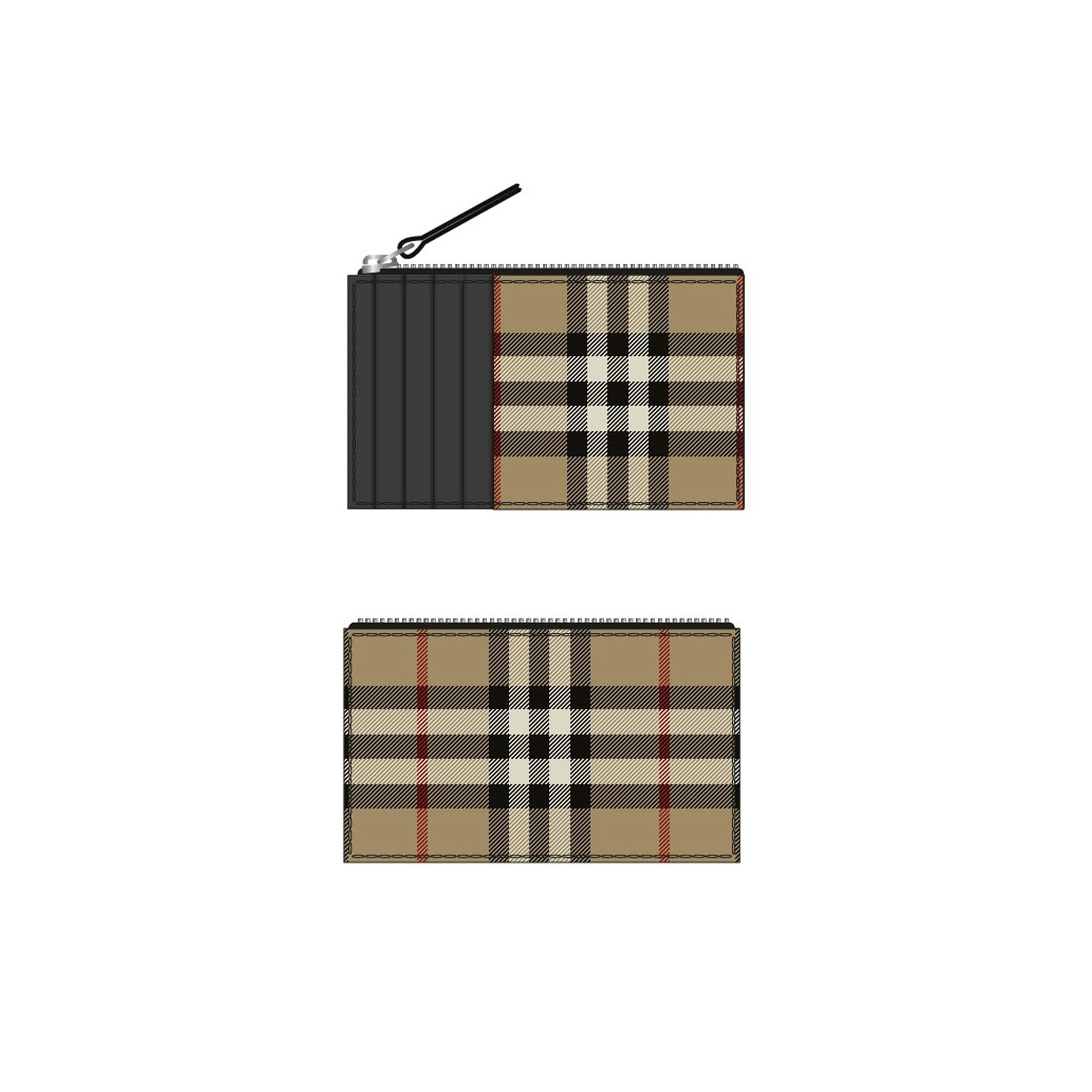 빈티지 체크 지퍼 카드 케이스