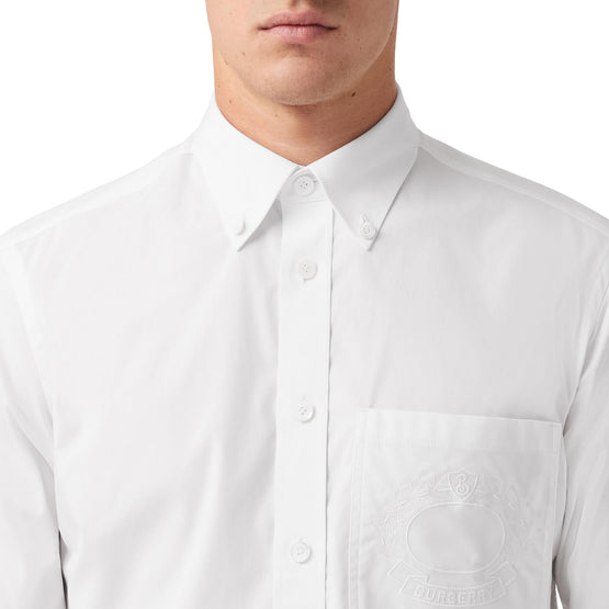 엠브로이더리 오크 리프 크레스트 스트레치 코튼 셔츠