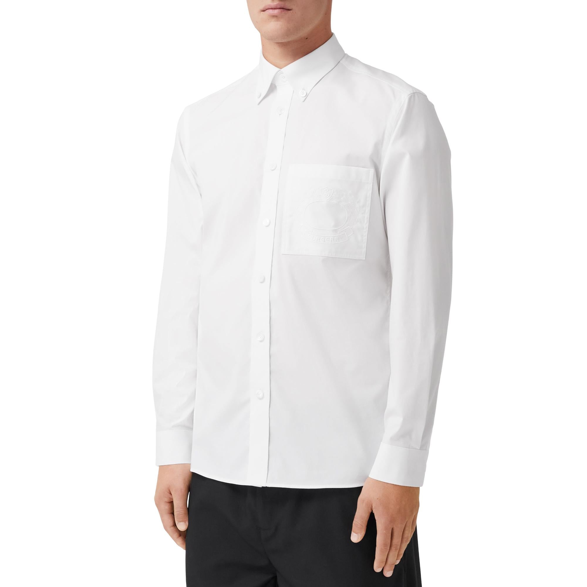 엠브로이더리 오크 리프 크레스트 스트레치 코튼 셔츠