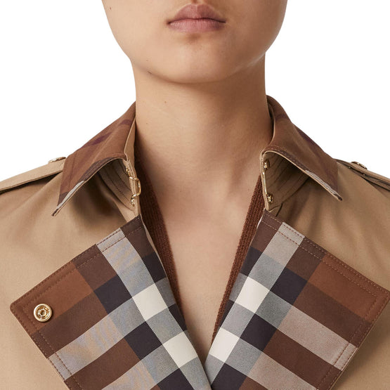 롱 체크 칼라 개버딘 트렌치코트