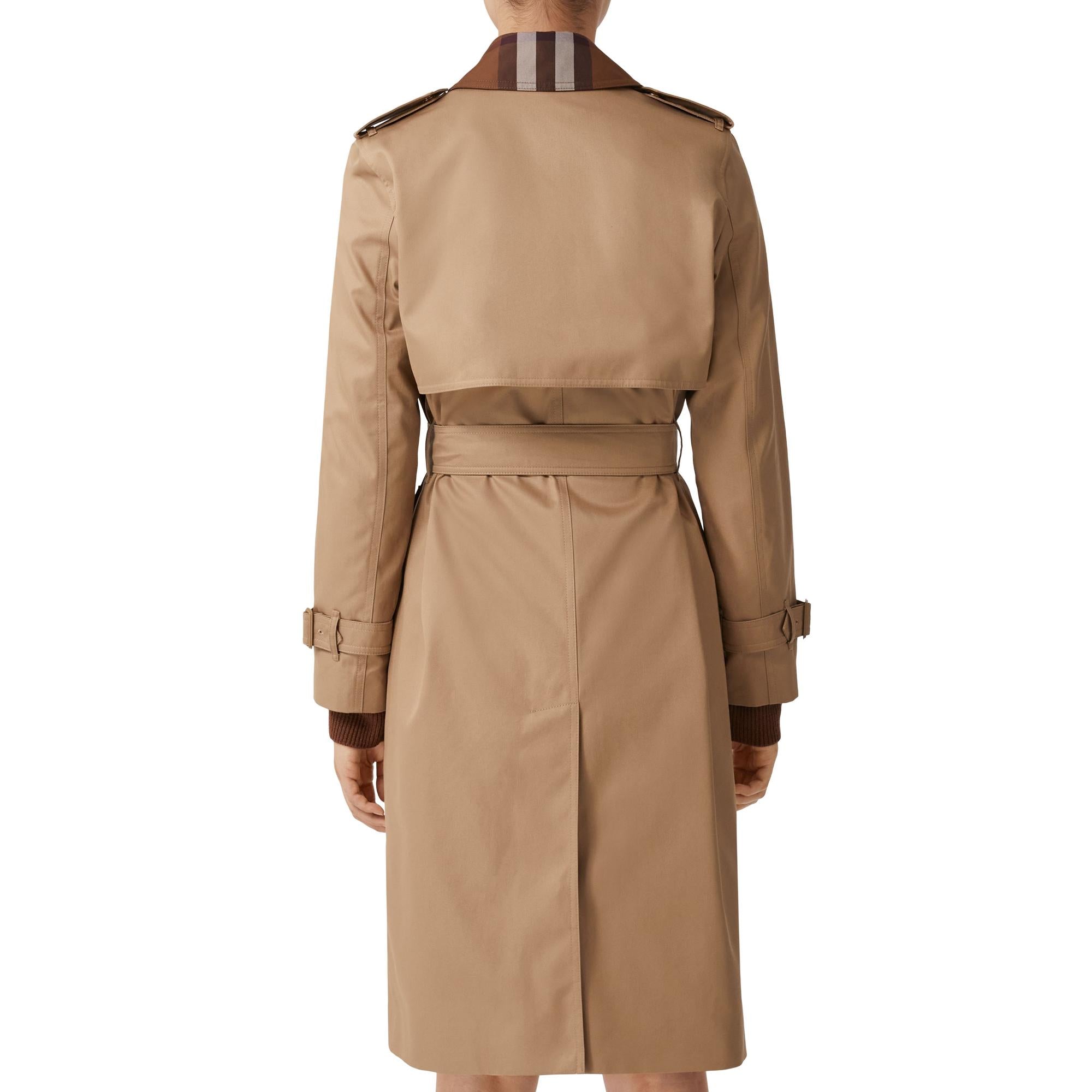 롱 체크 칼라 개버딘 트렌치코트