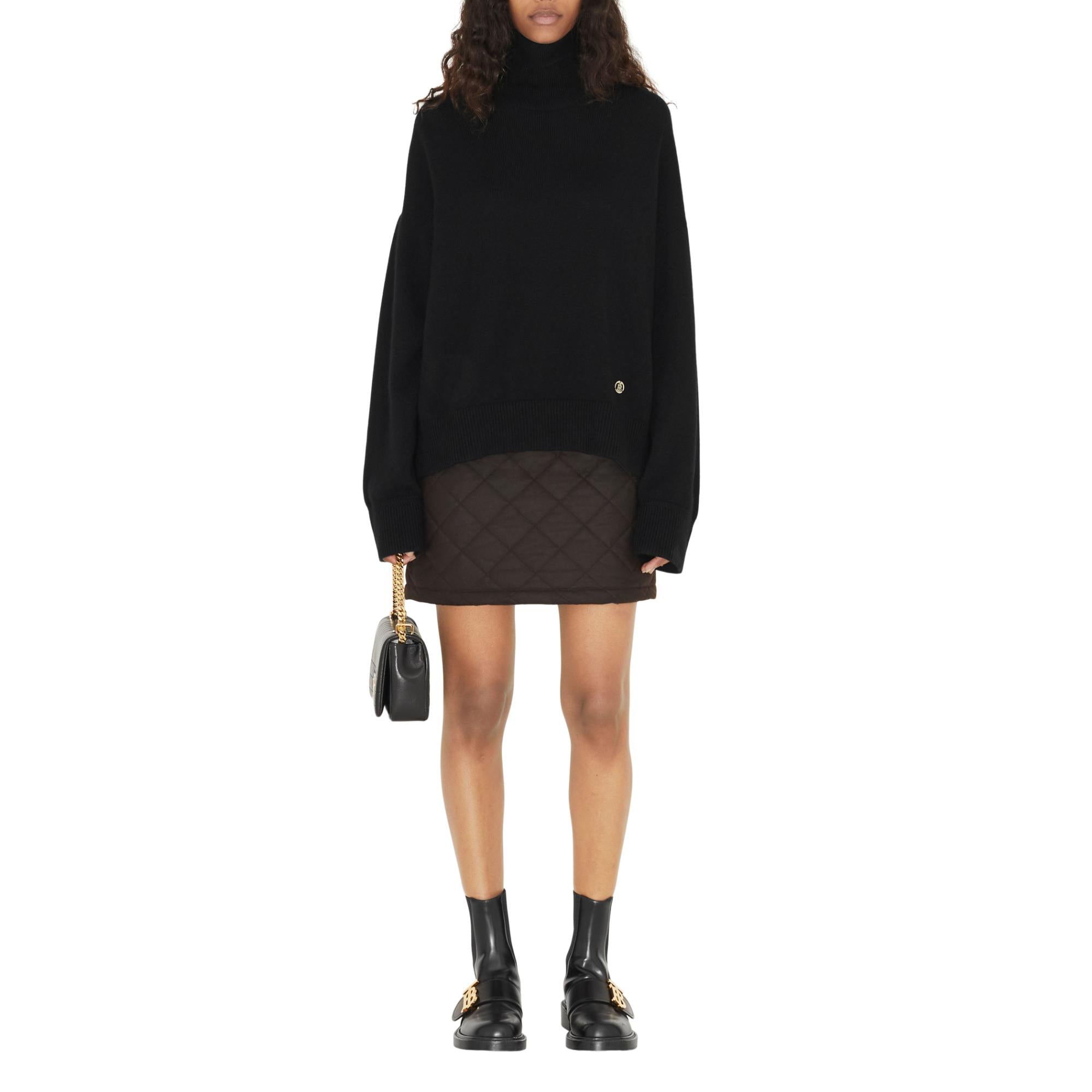 다이아몬드 퀼팅 왁싱 코튼 미니 스커트