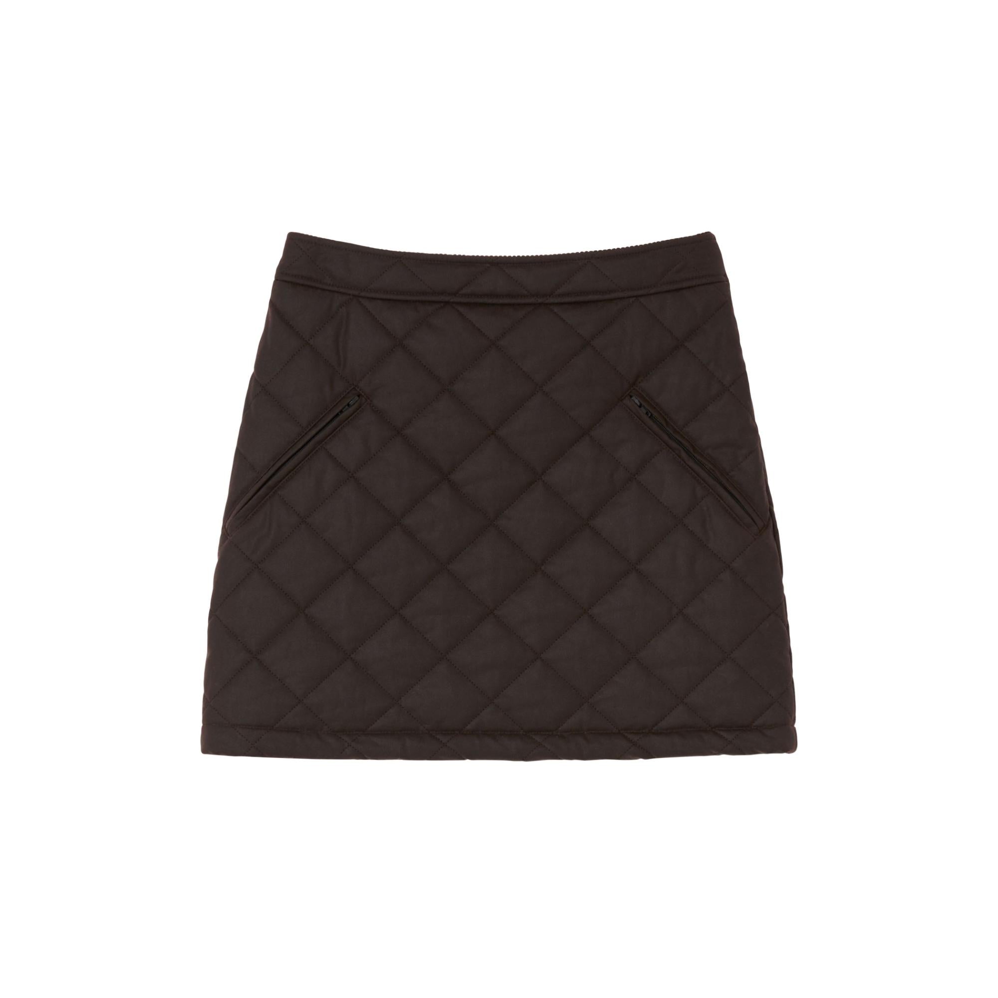 다이아몬드 퀼팅 왁싱 코튼 미니 스커트