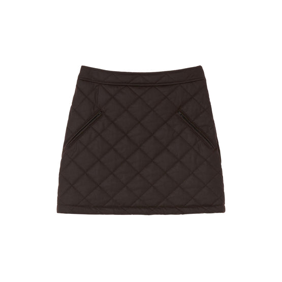 다이아몬드 퀼팅 왁싱 코튼 미니 스커트