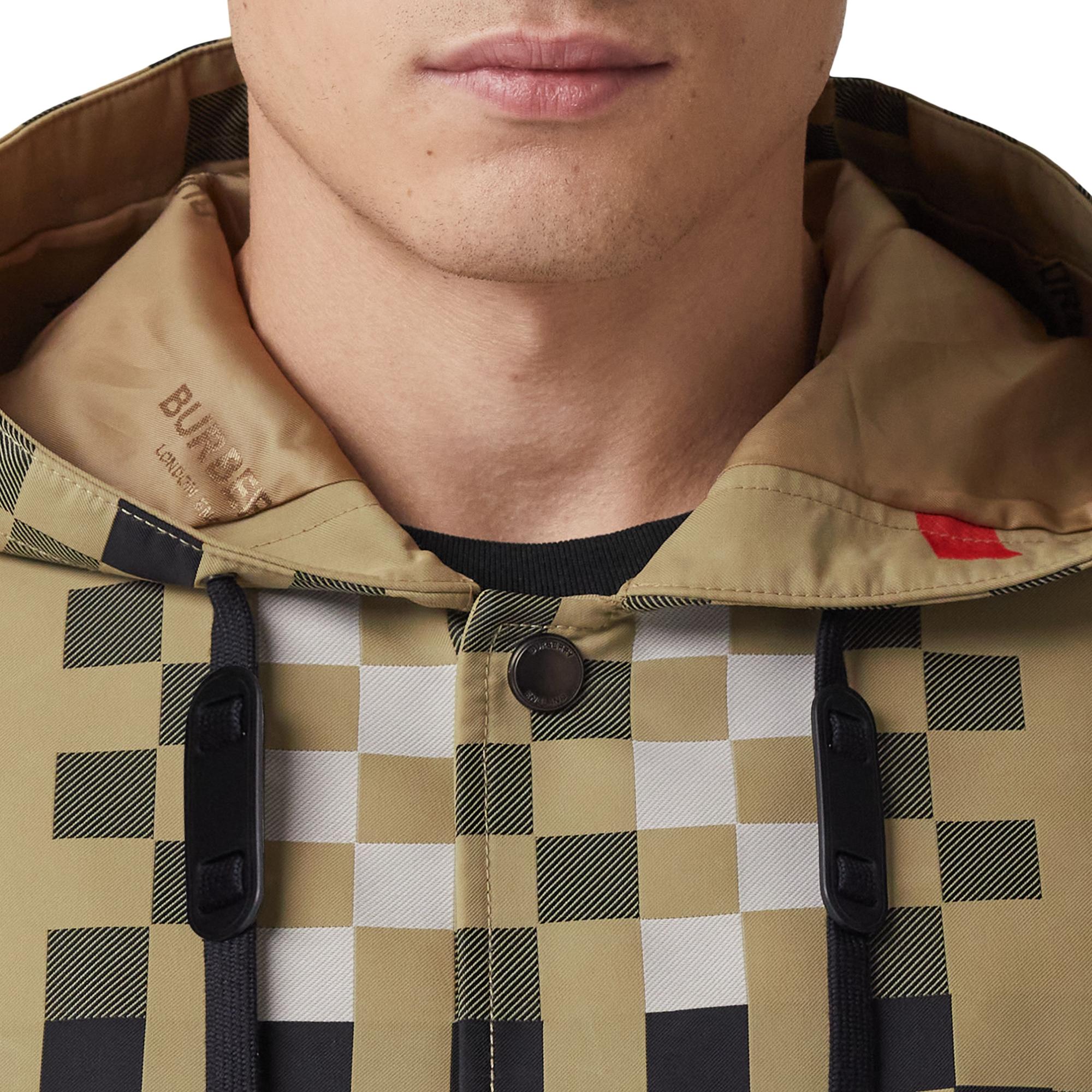 픽셀 체크 나일론 후드 재킷