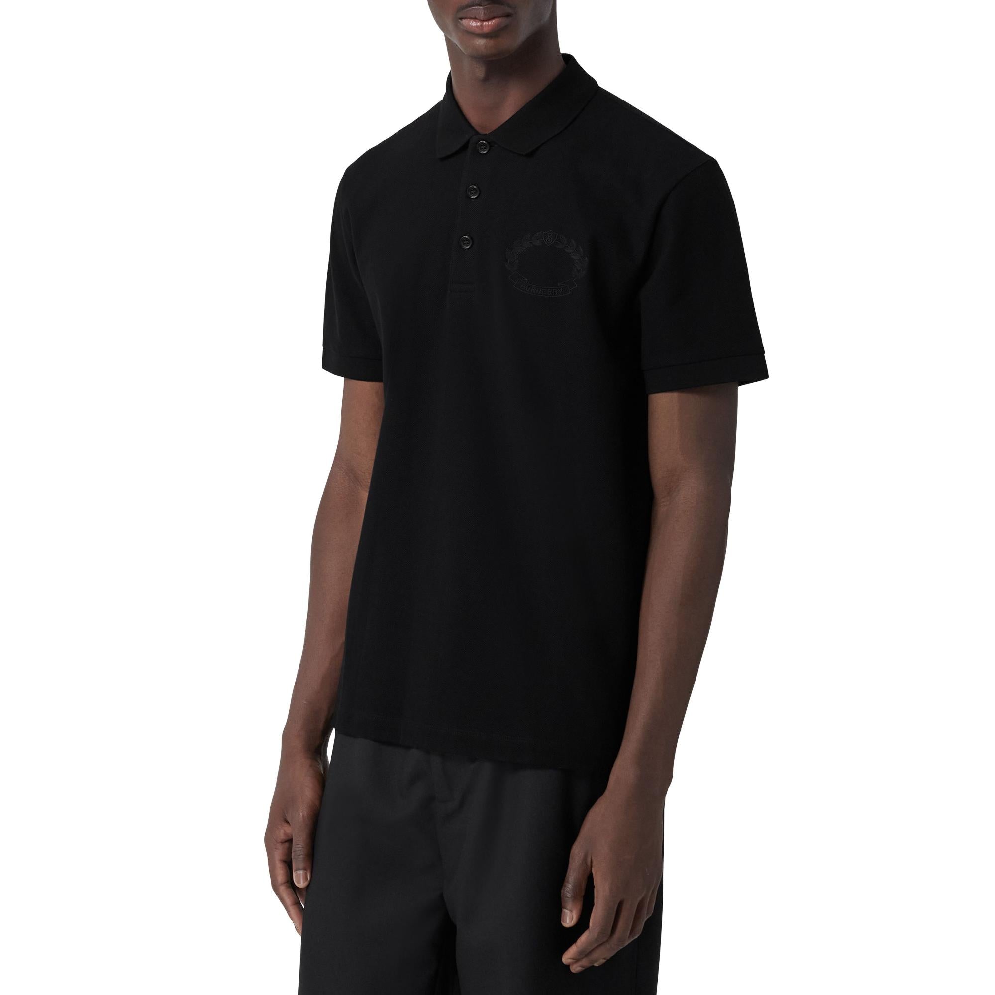 엠브로이더리 오크 리프 크레스트 코튼 피케 폴로셔츠