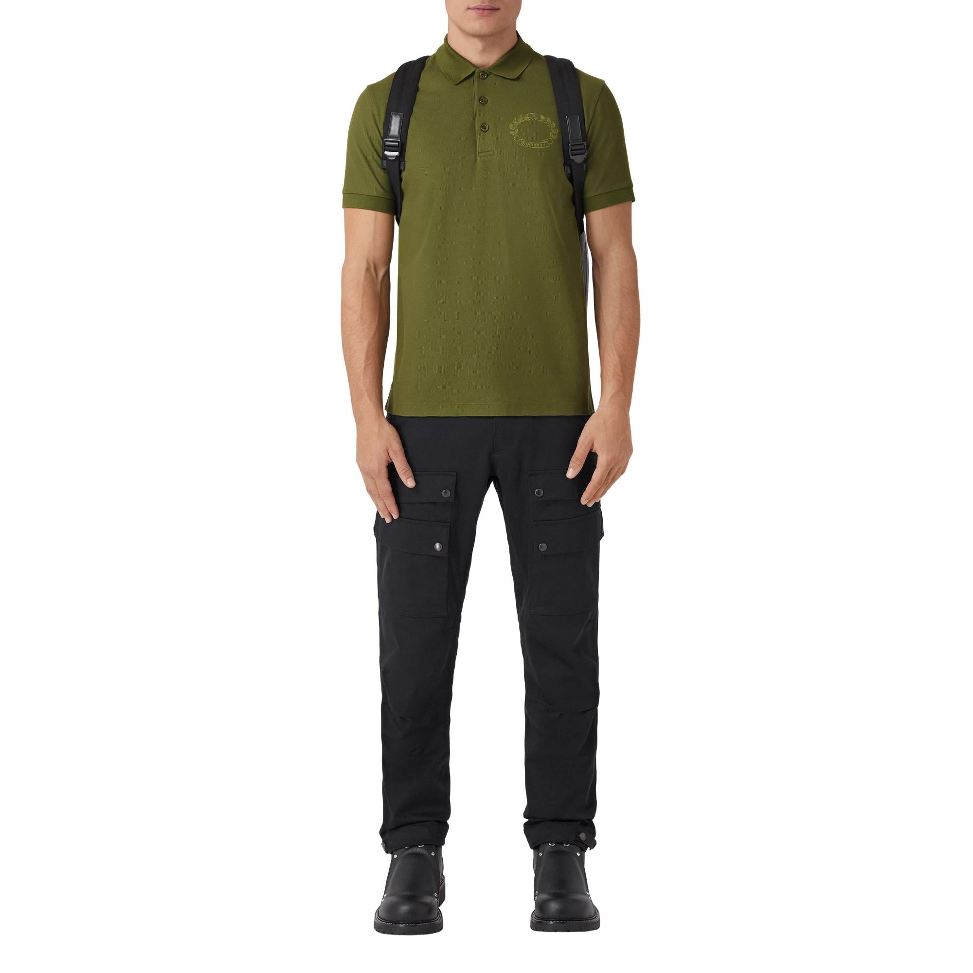 엠브로이더리 오크 리프 크레스트 코튼 피케 폴로셔츠