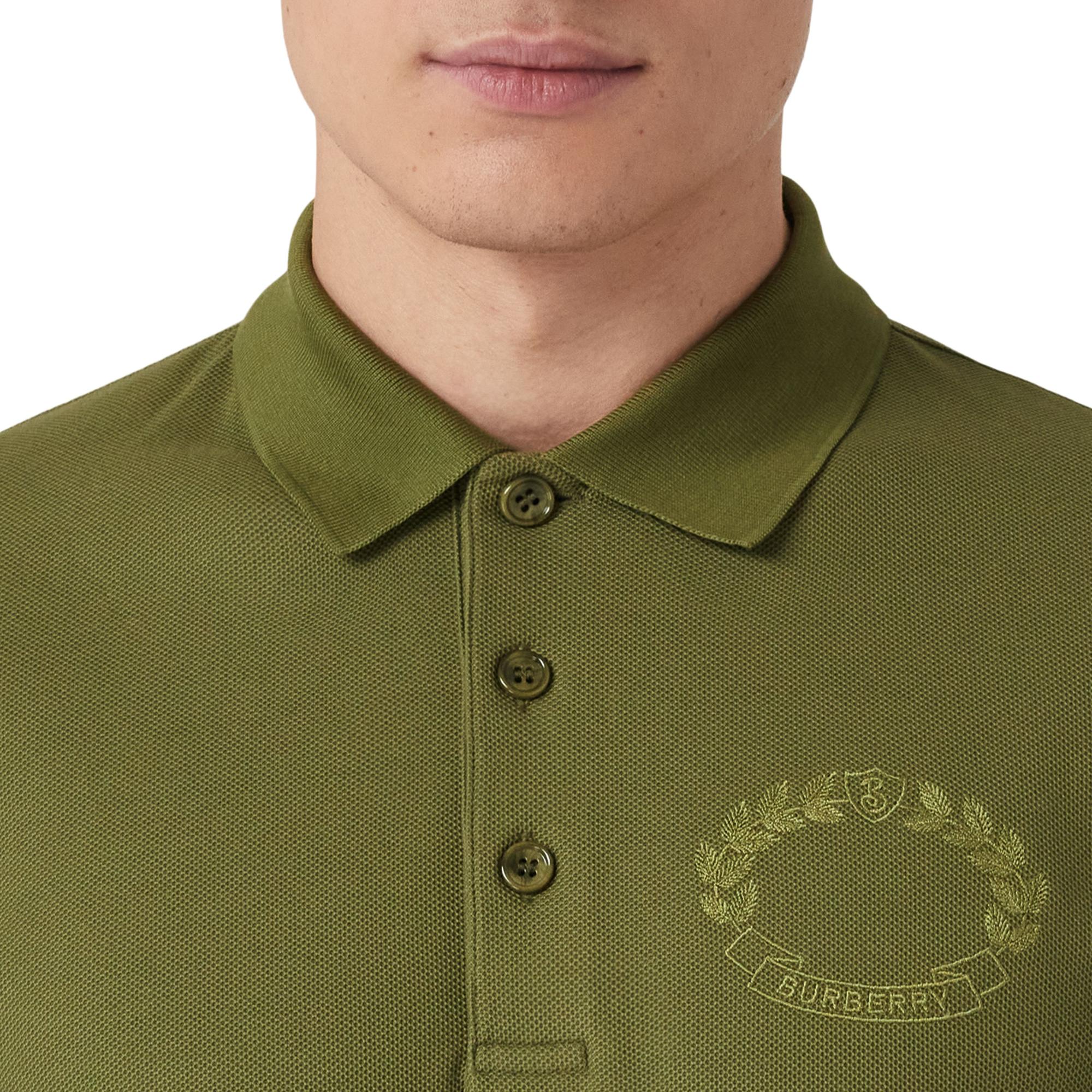 엠브로이더리 오크 리프 크레스트 코튼 피케 폴로셔츠