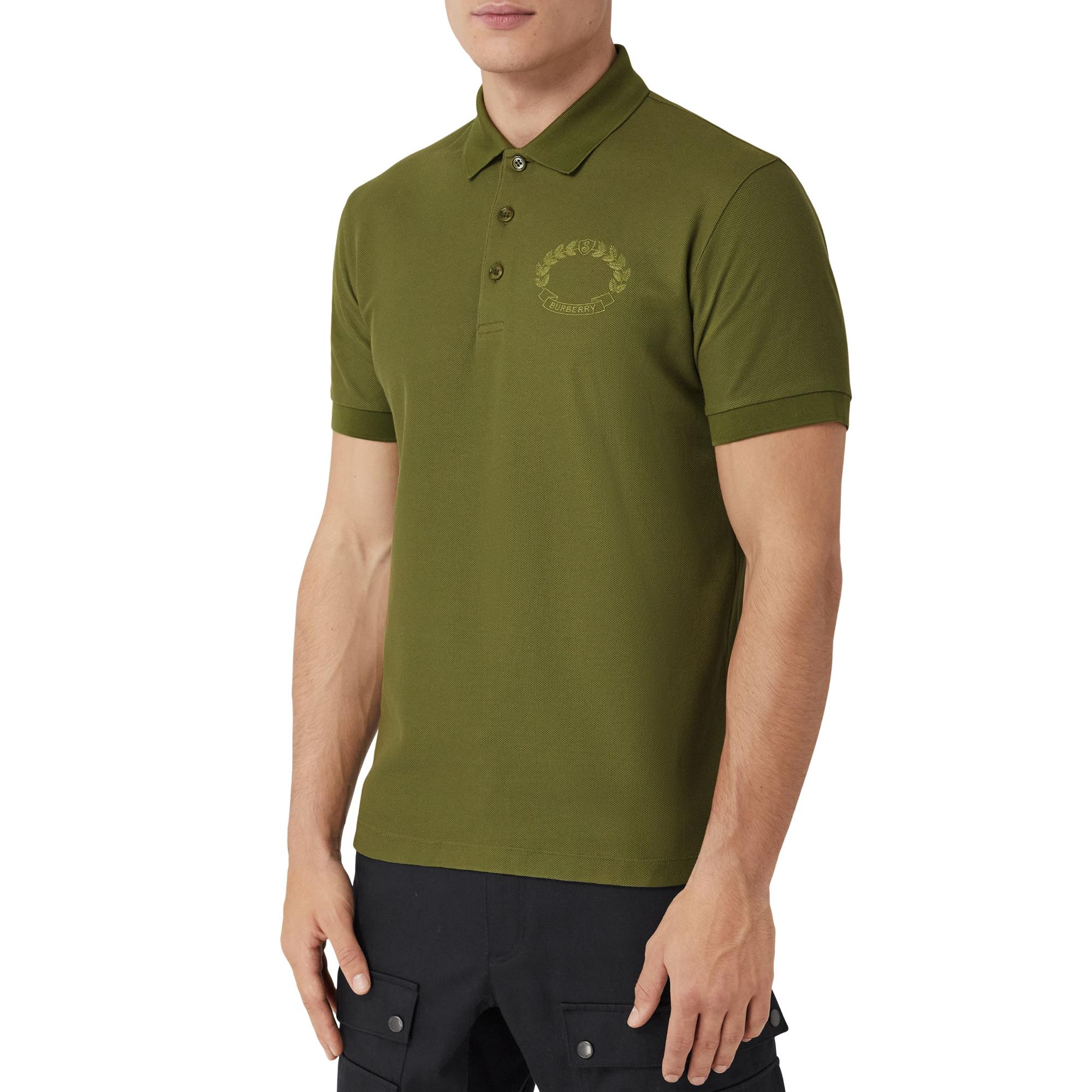 엠브로이더리 오크 리프 크레스트 코튼 피케 폴로셔츠