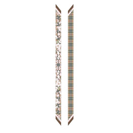 플로럴 체크 프린트 실크 스키니 스카프