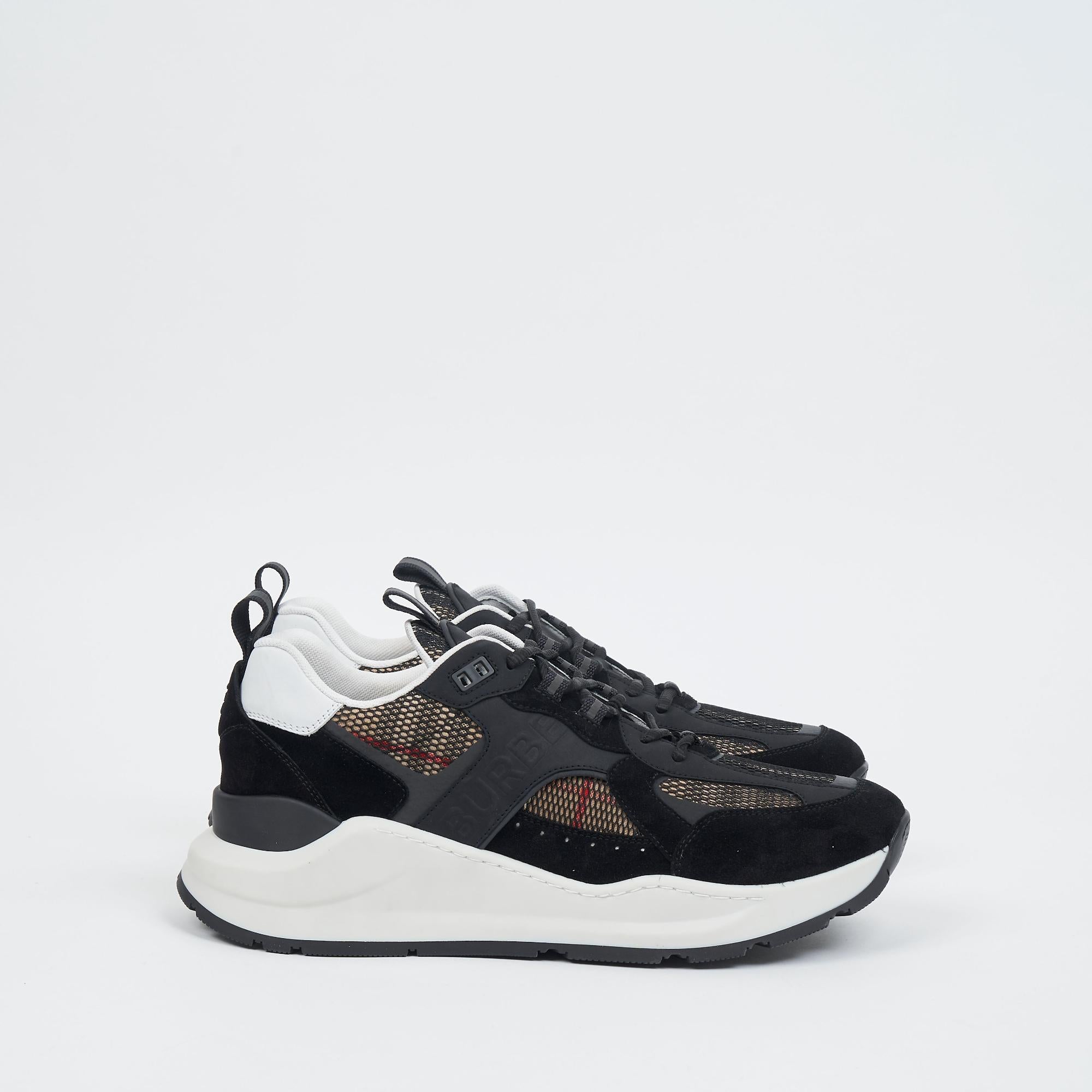 레더 스웨이드 메시 스니커즈