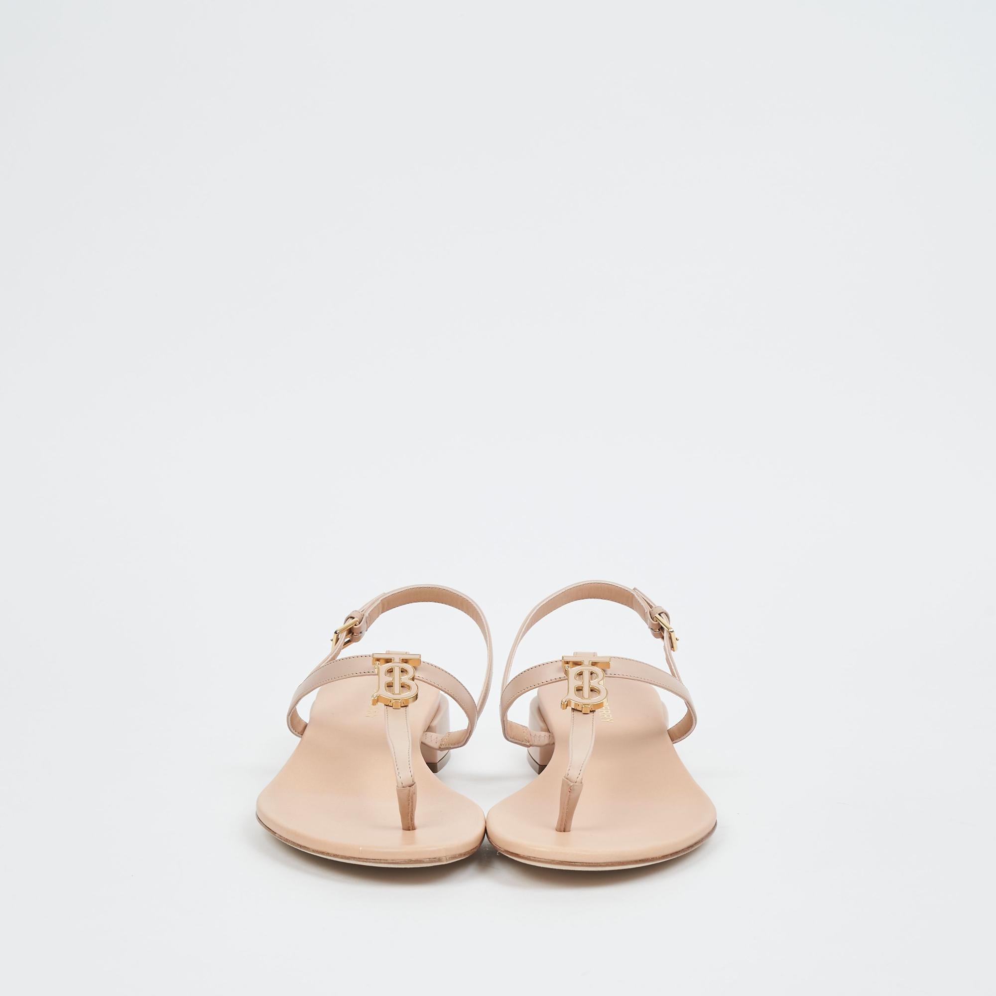 모노그램 모티프 레더 샌들