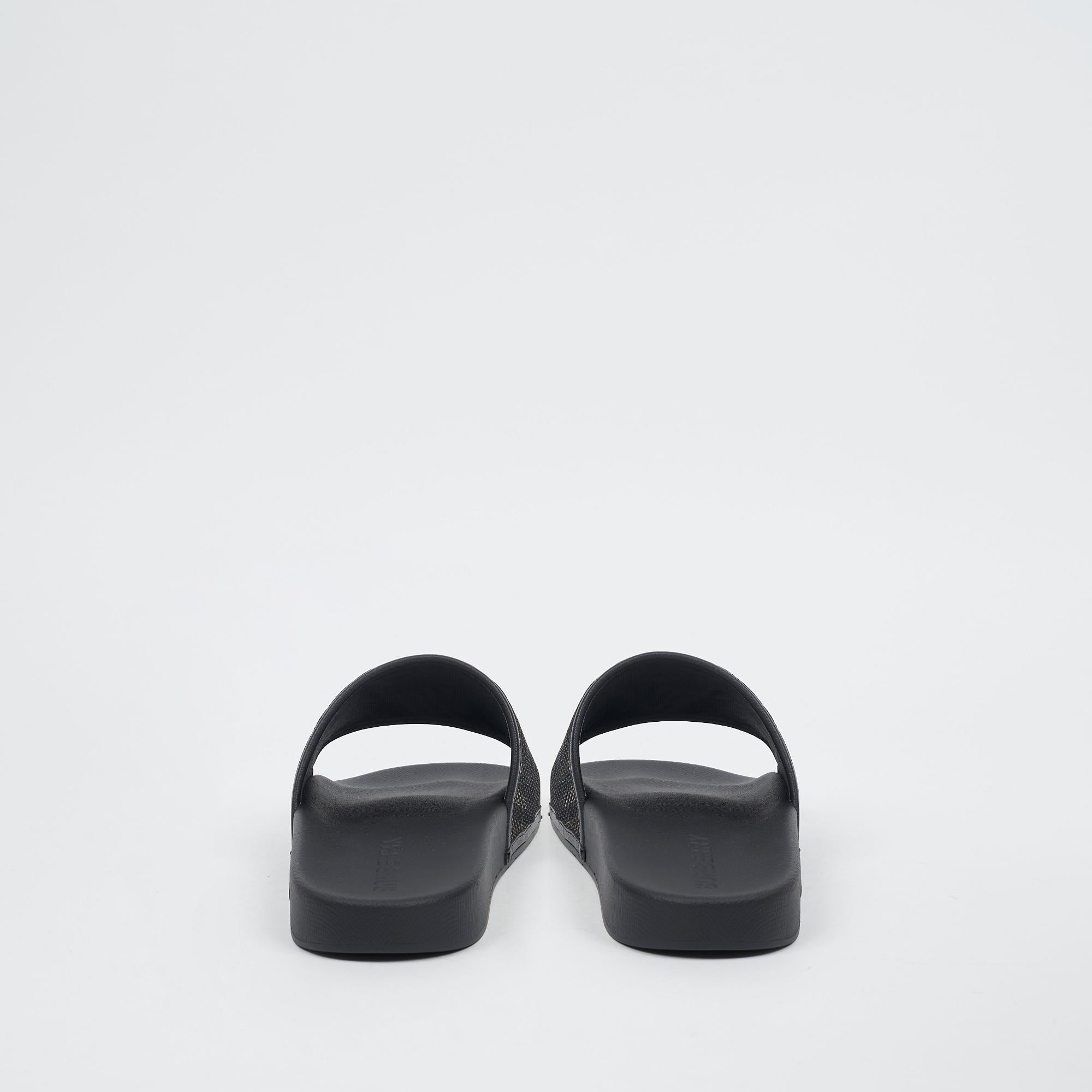 체크 코튼 메시 슬라이드