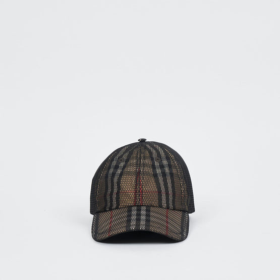 메시 오버레이 체크 야구 모자