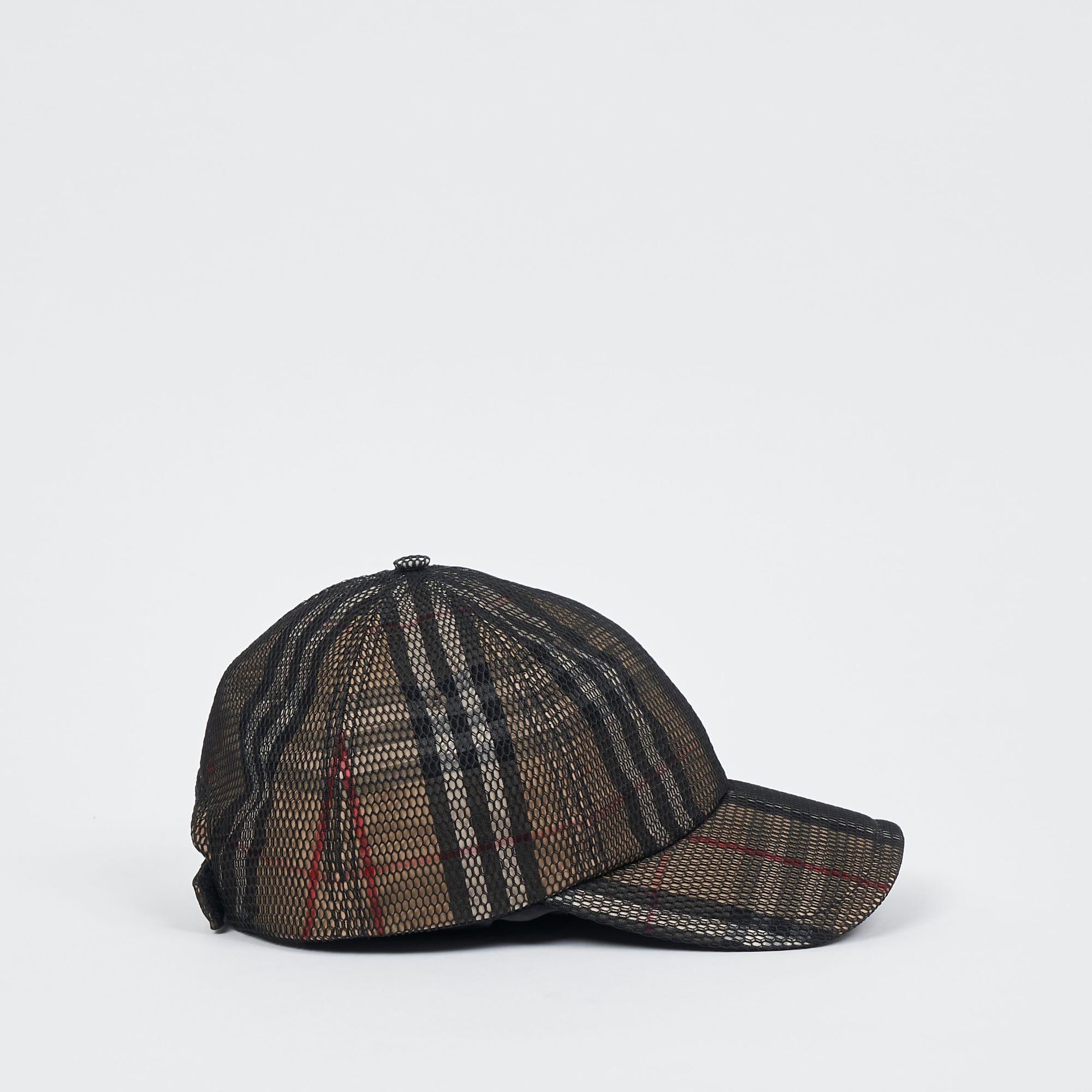 메시 오버레이 체크 야구 모자