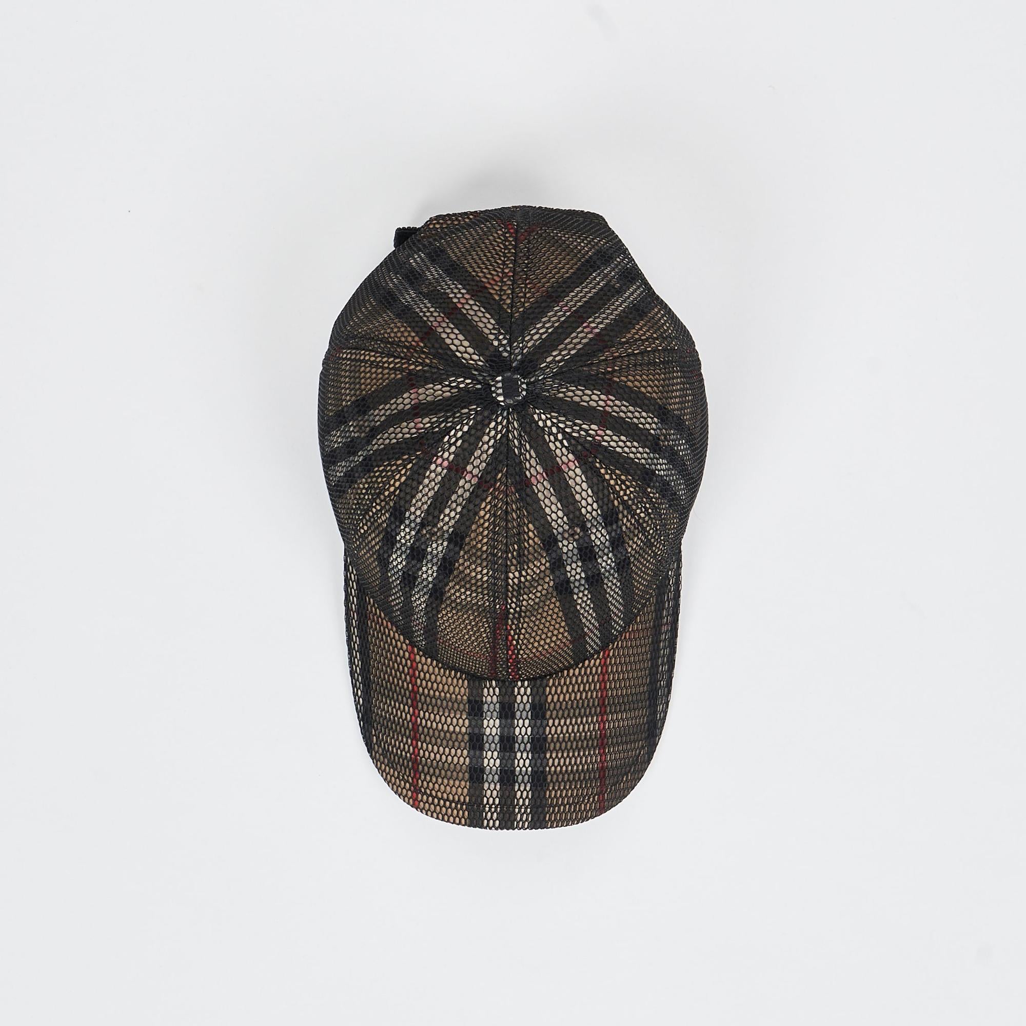 메시 오버레이 체크 야구 모자