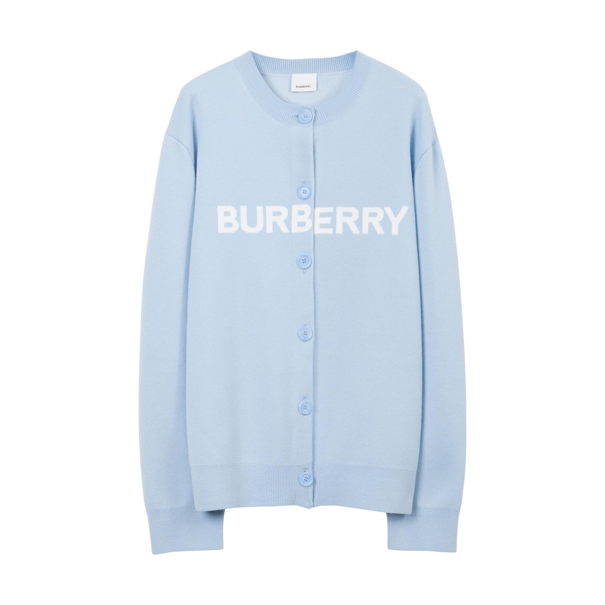 로고 울 코튼 자카드 오버사이즈 카디건