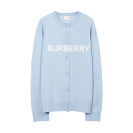 로고 울 코튼 자카드 오버사이즈 카디건