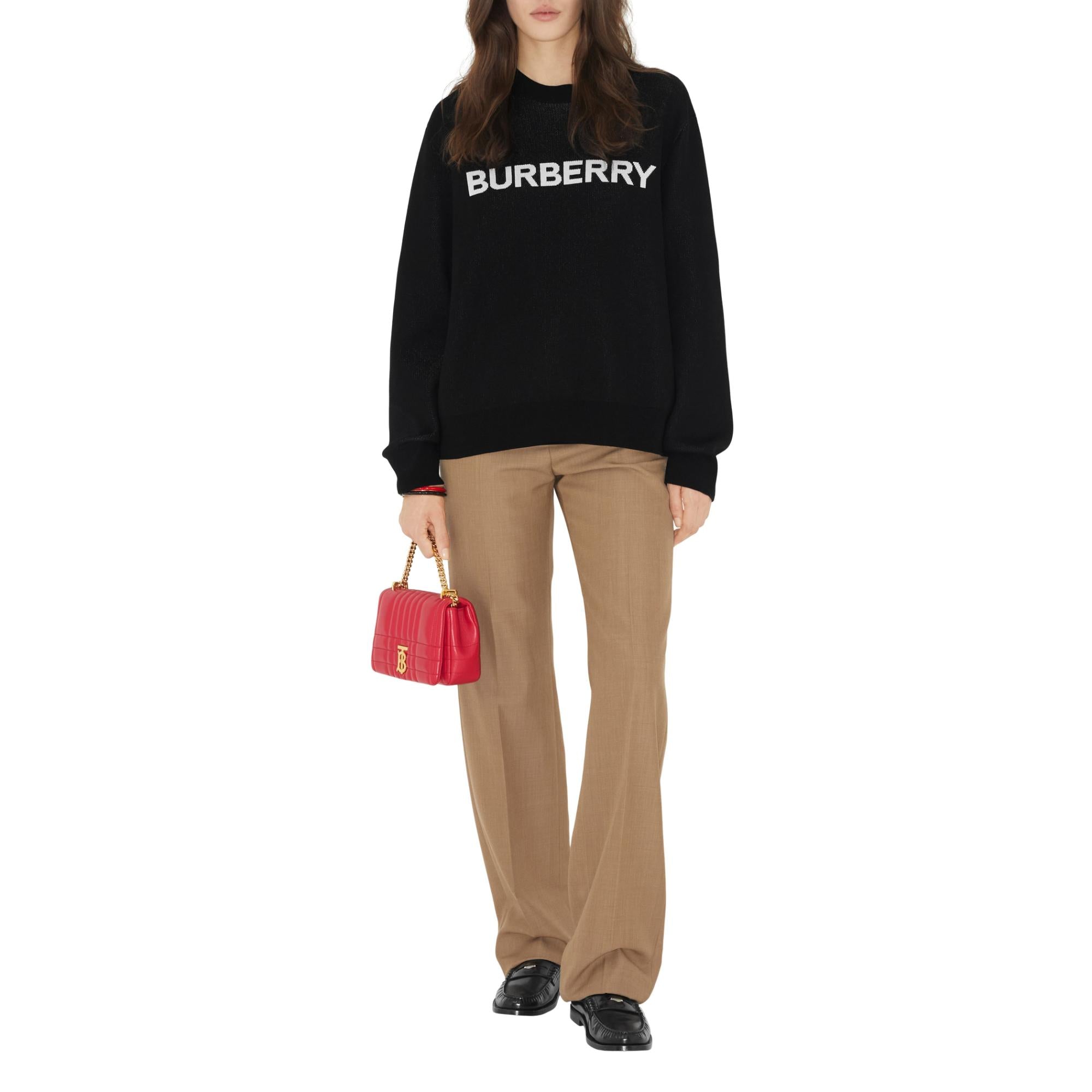 로고 울 코튼 자카드 오버사이즈 스웨터