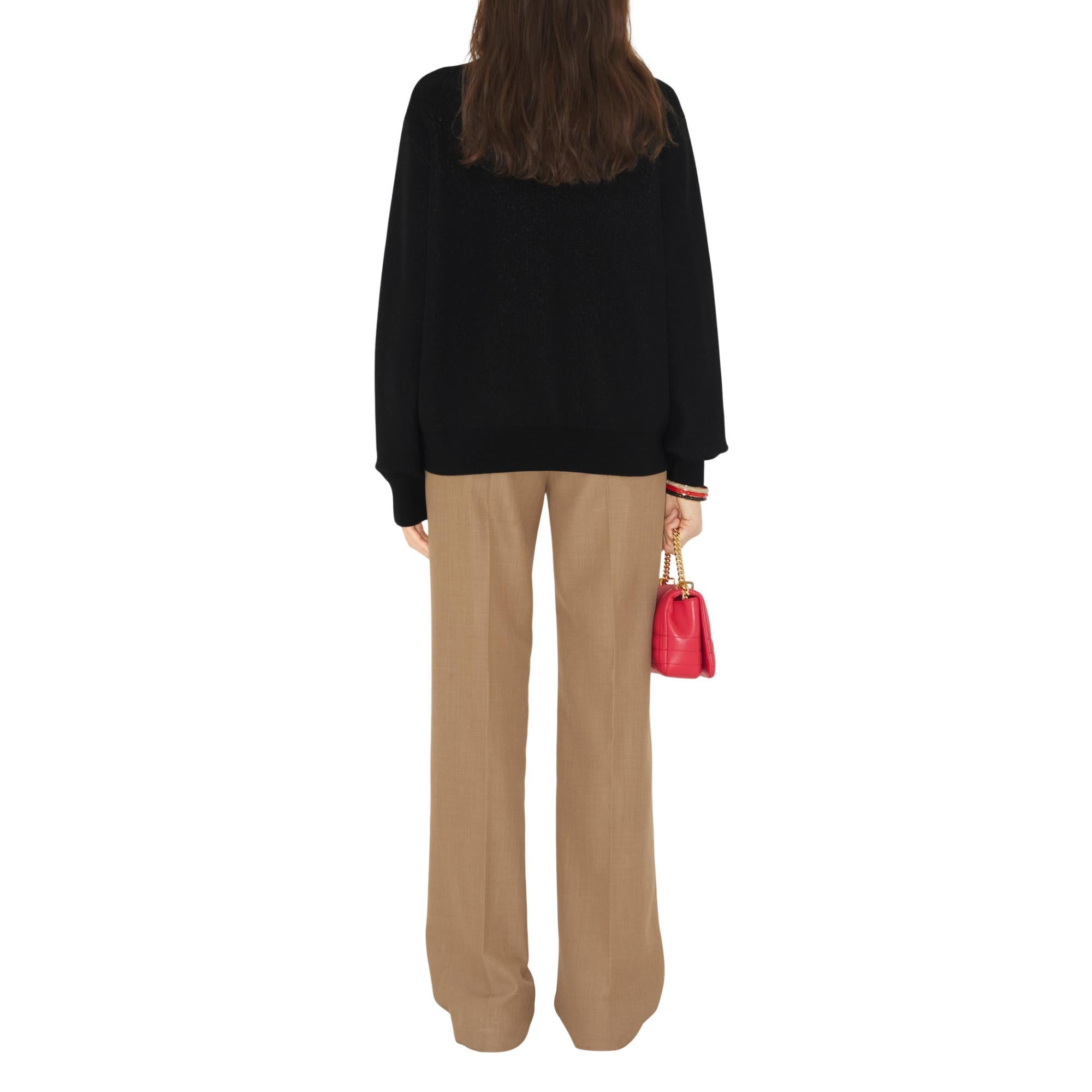 로고 울 코튼 자카드 오버사이즈 스웨터