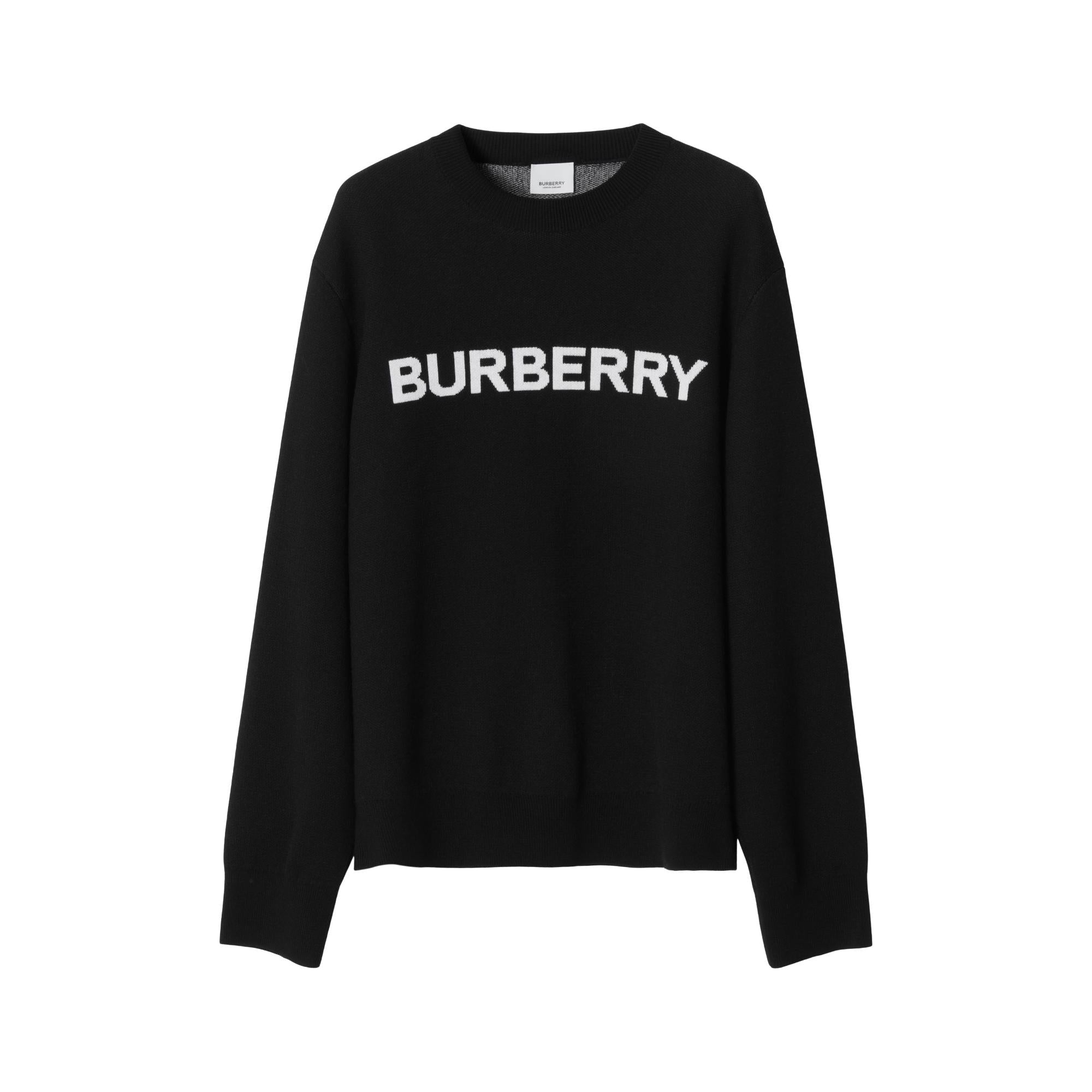 로고 울 코튼 자카드 오버사이즈 스웨터