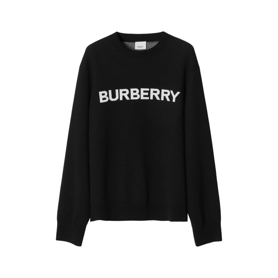 로고 울 코튼 자카드 오버사이즈 스웨터