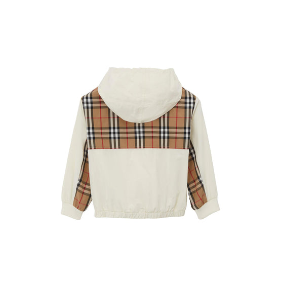 체크 패널 코튼 블렌드 후드 재킷