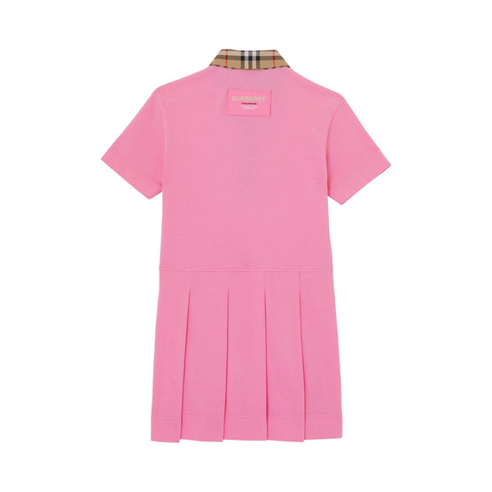 빈티지 체크 트리밍 코튼 폴로셔츠 드레스