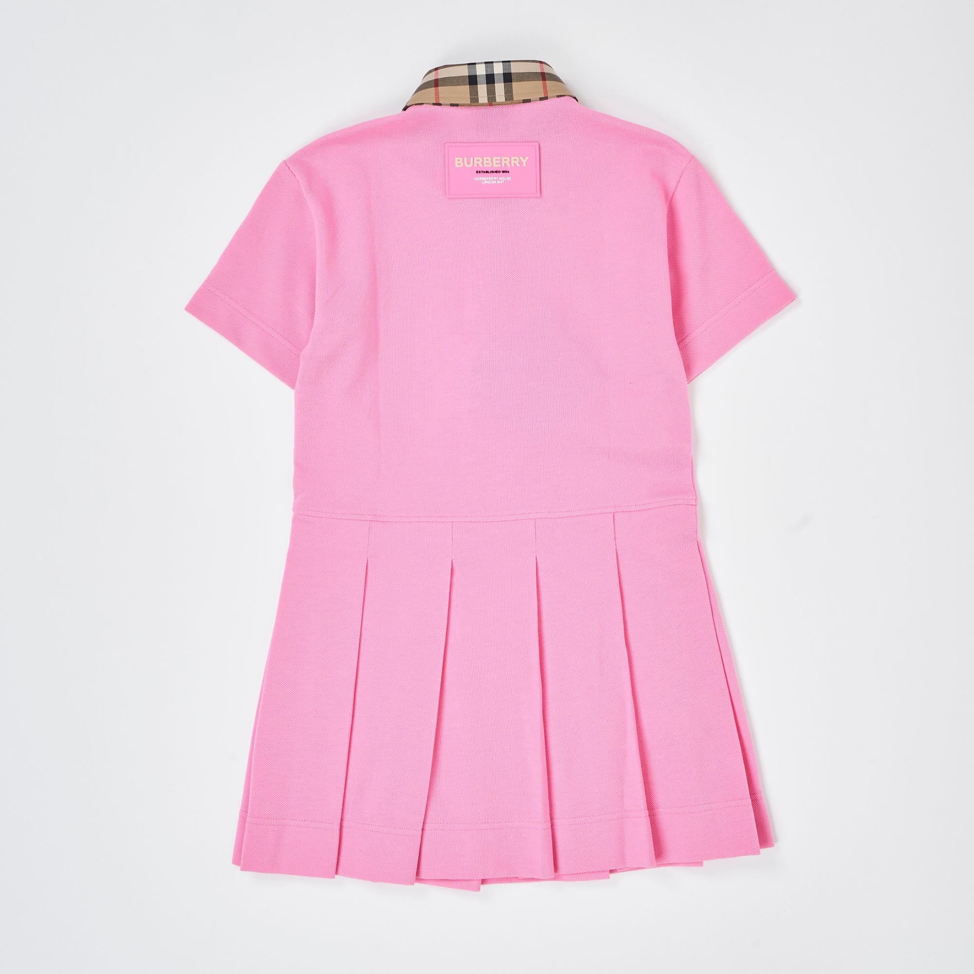 빈티지 체크 트리밍 코튼 폴로셔츠 드레스