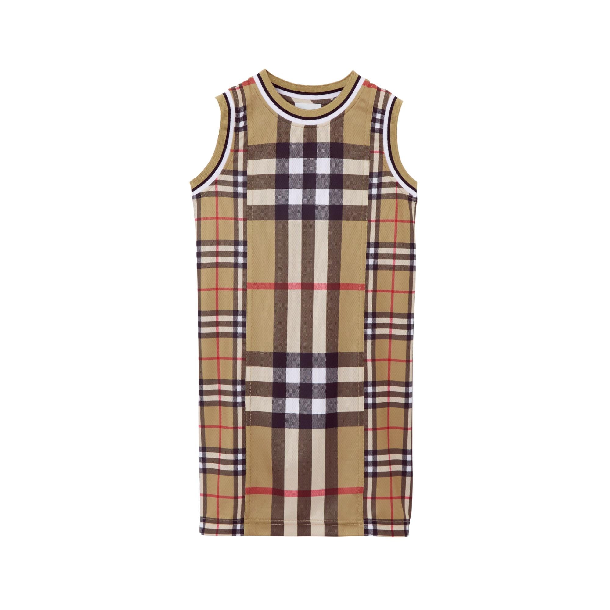 컨트라스트 체크 메시 드레스