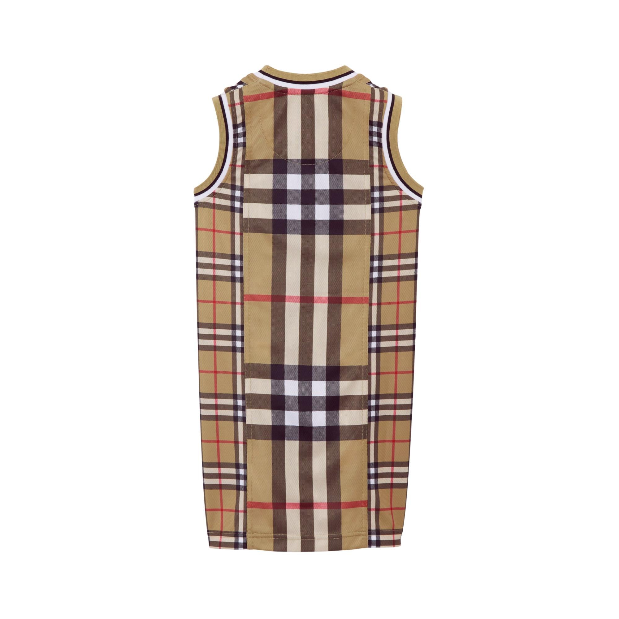 컨트라스트 체크 메시 드레스