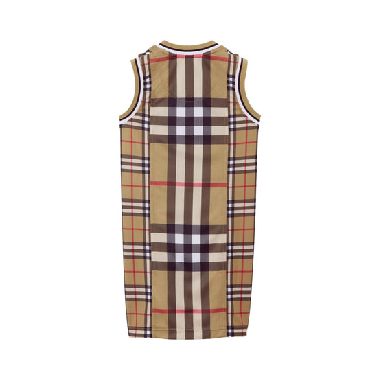 컨트라스트 체크 메시 드레스