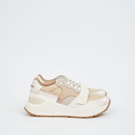 레더 나일론 체크 스니커즈