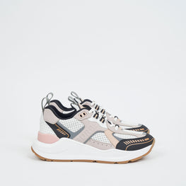 로고 엠보싱 레더 나일론 스니커즈