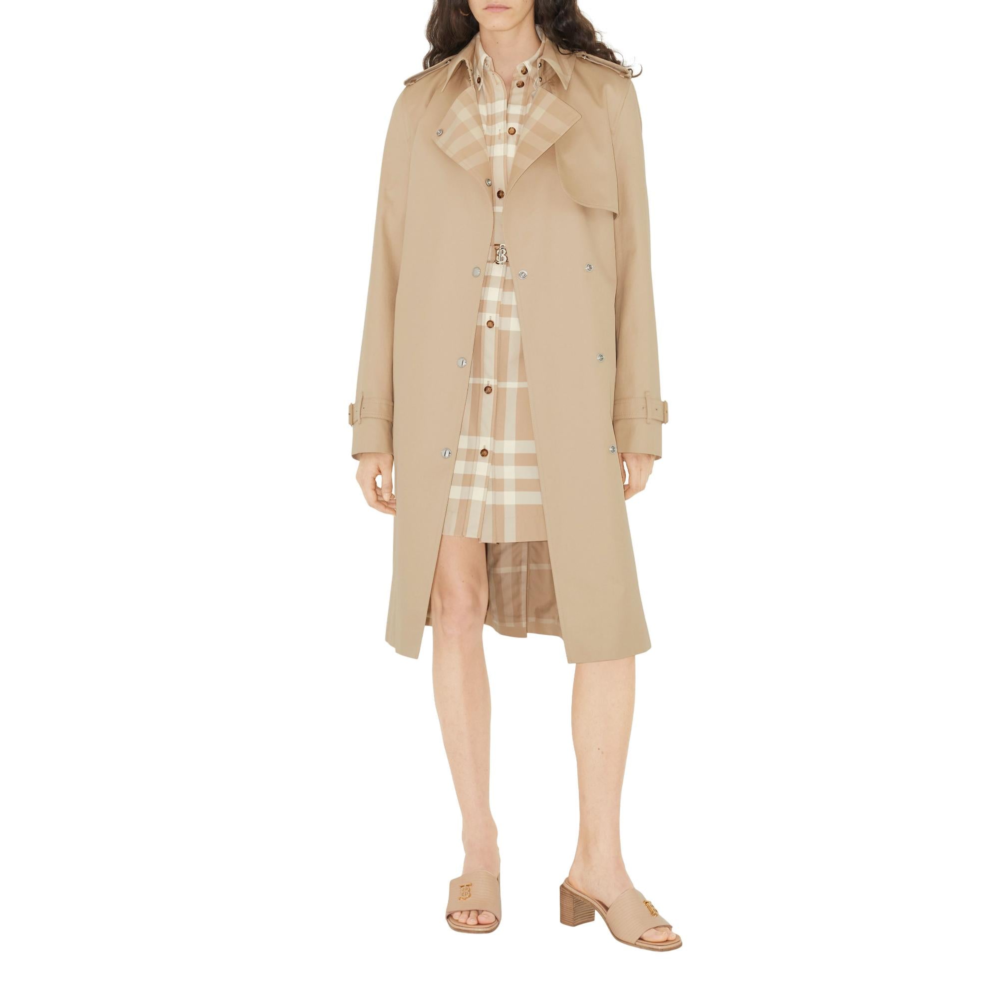 롱 체크 칼라 트렌치코트