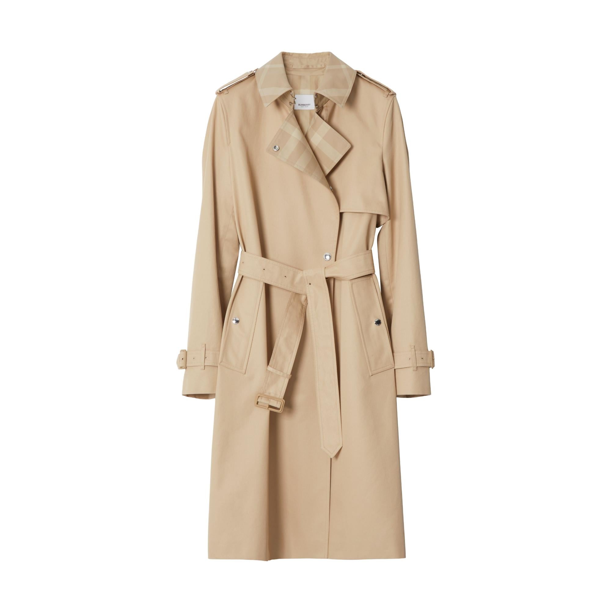 롱 체크 칼라 트렌치코트