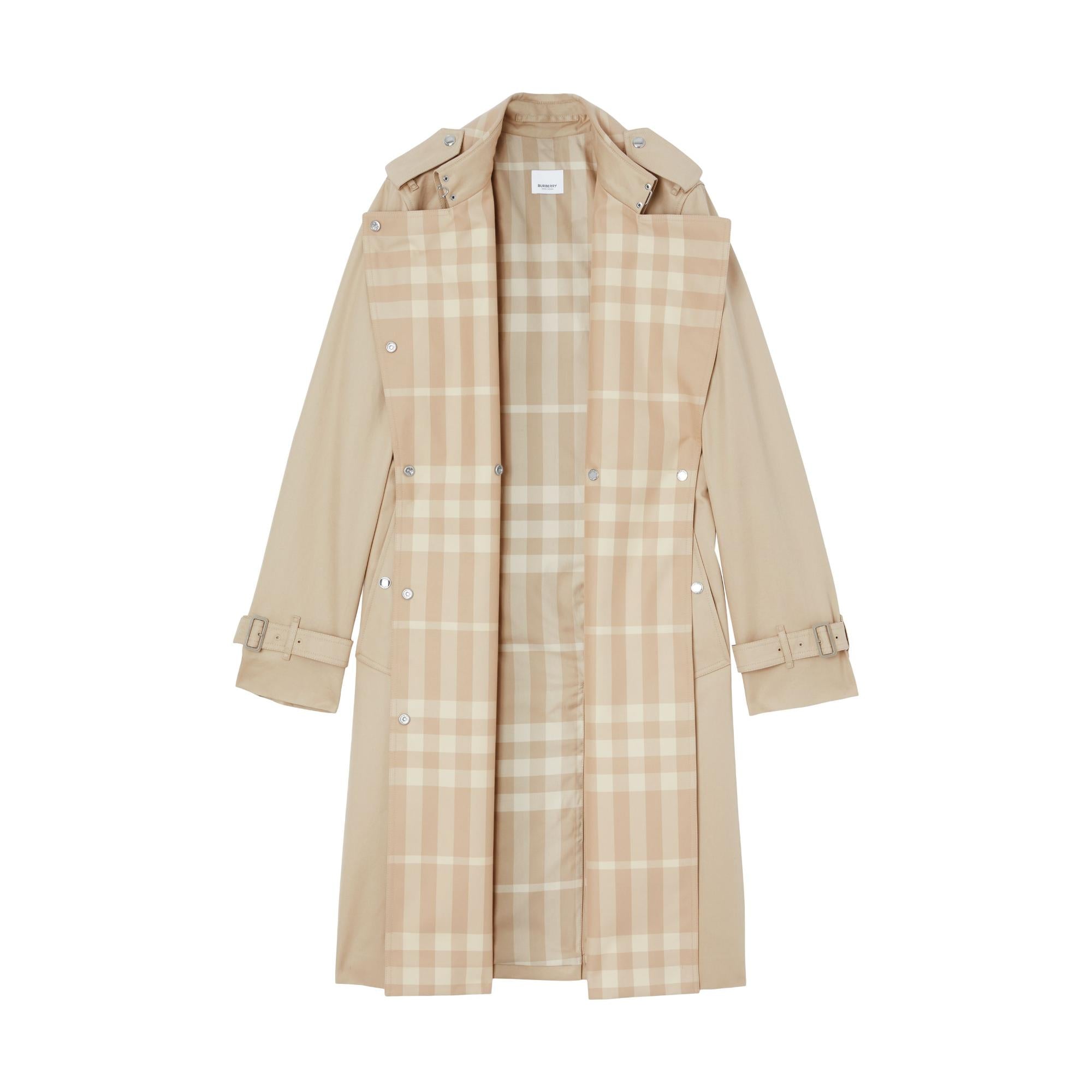 롱 체크 칼라 트렌치코트