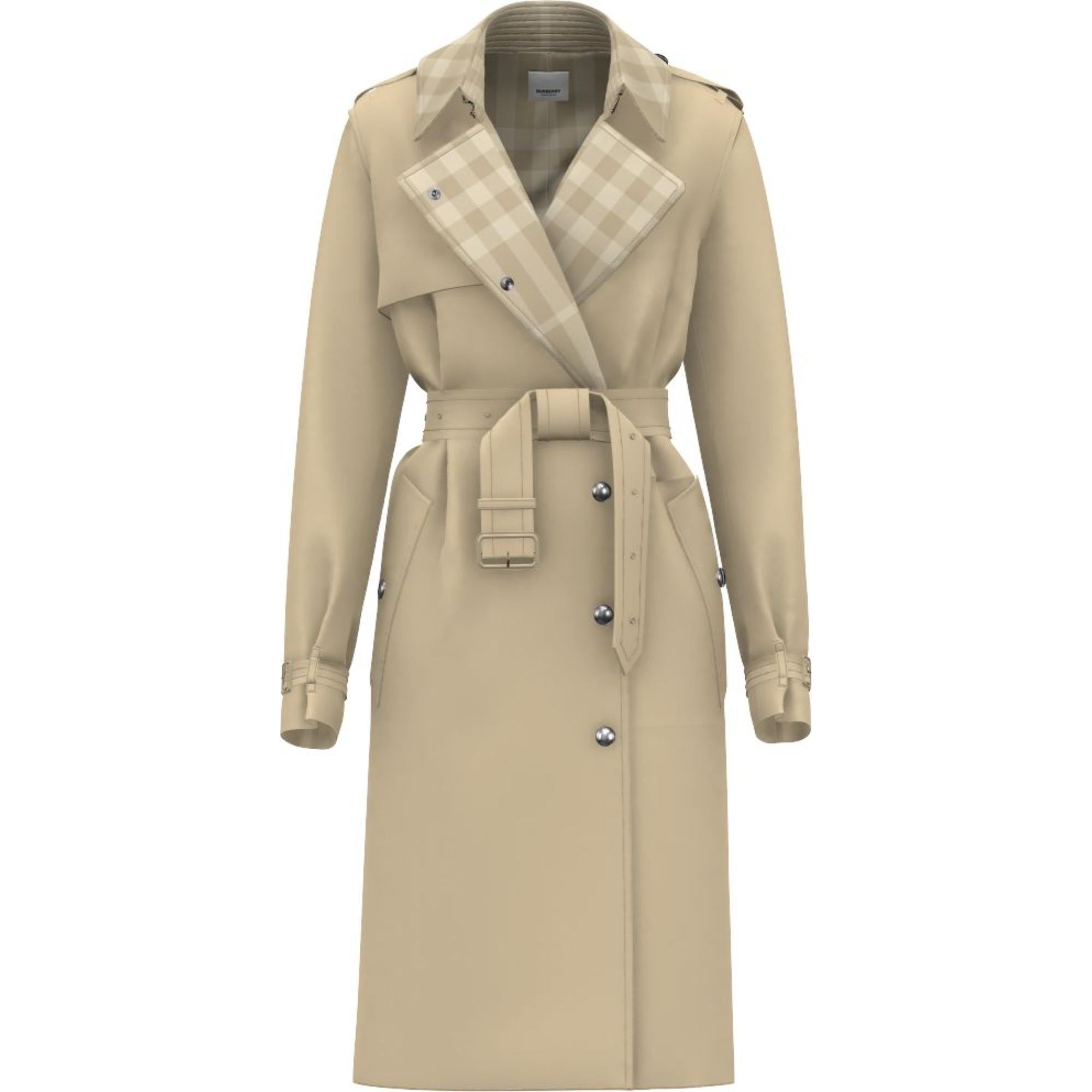 롱 체크 칼라 트렌치코트