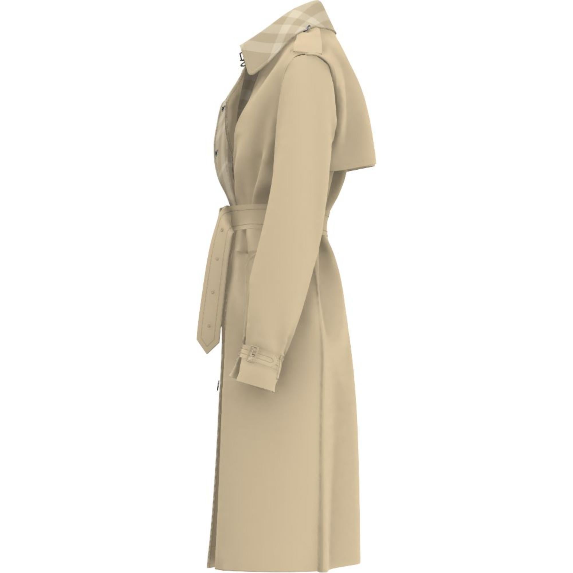 롱 체크 칼라 트렌치코트