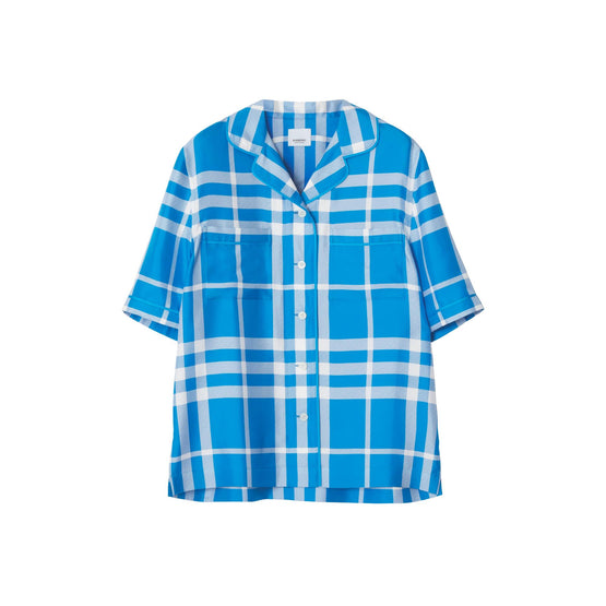 이그재저레이트 체크 실크 파자마 셔츠