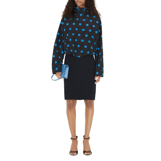 폴카 도트 나일론 자카드 퍼넬넥 재킷