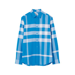 체크 스트레치 코튼 포플린 셔츠