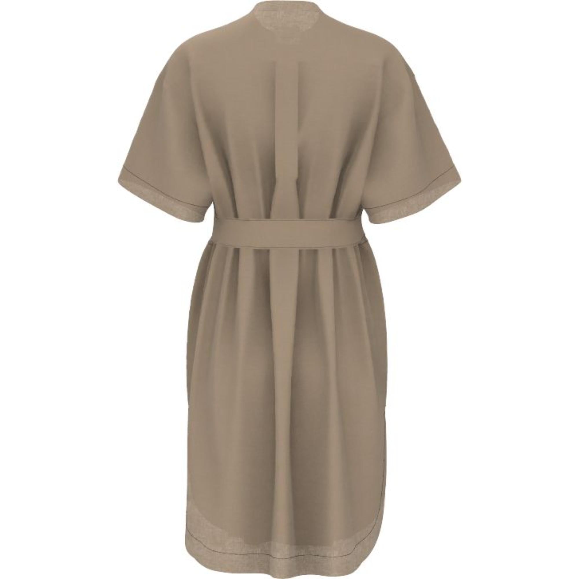 모노그램 모티프 코튼 타이 웨이스트 셔츠 드레스