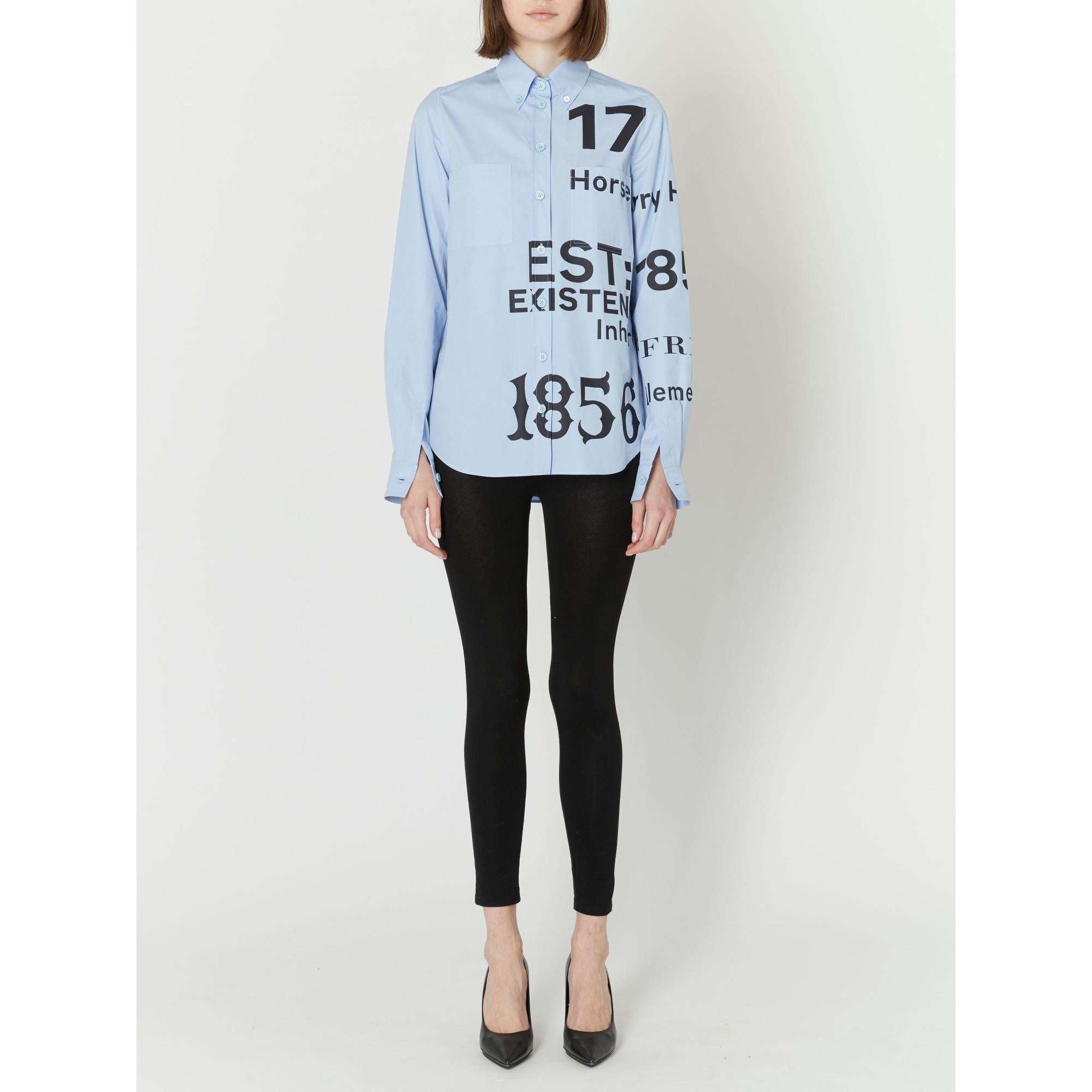 버튼 다운 칼라 호스페리 프린트 코튼 셔츠