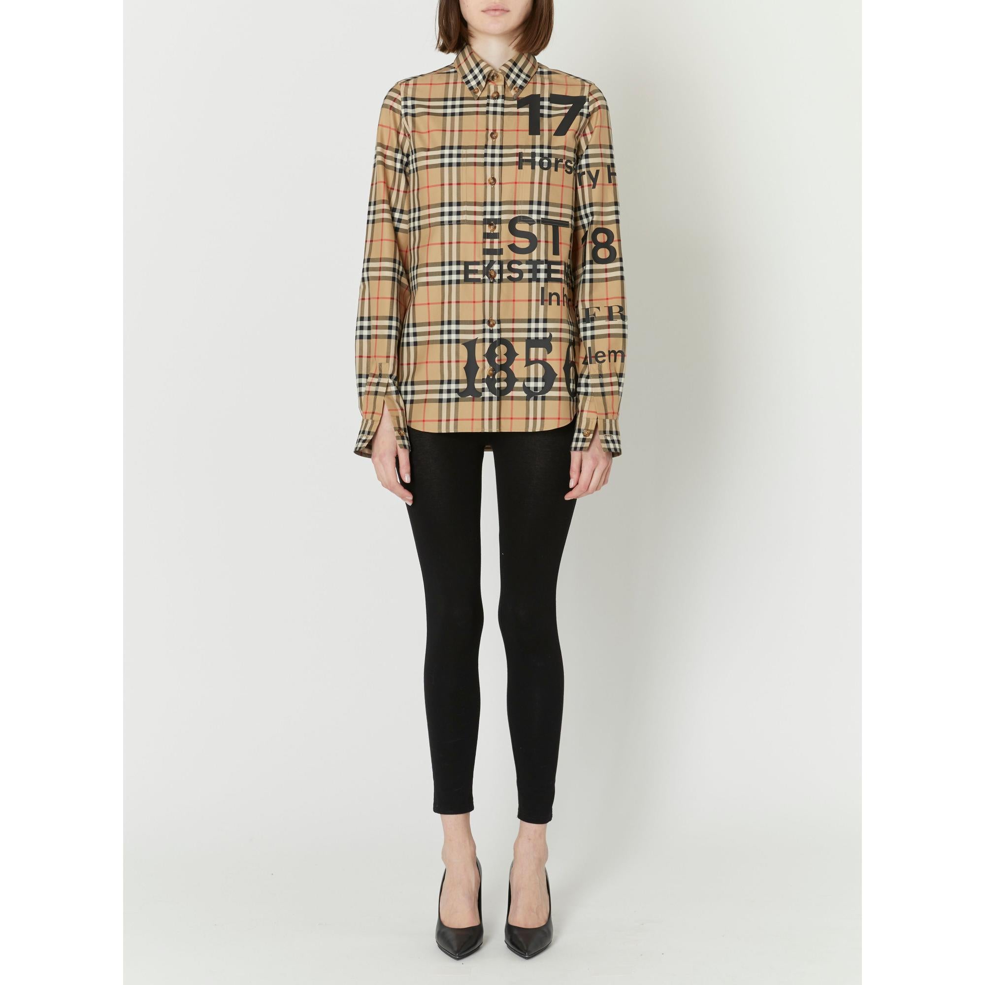 호스페리 프린트 체크 코튼 셔츠