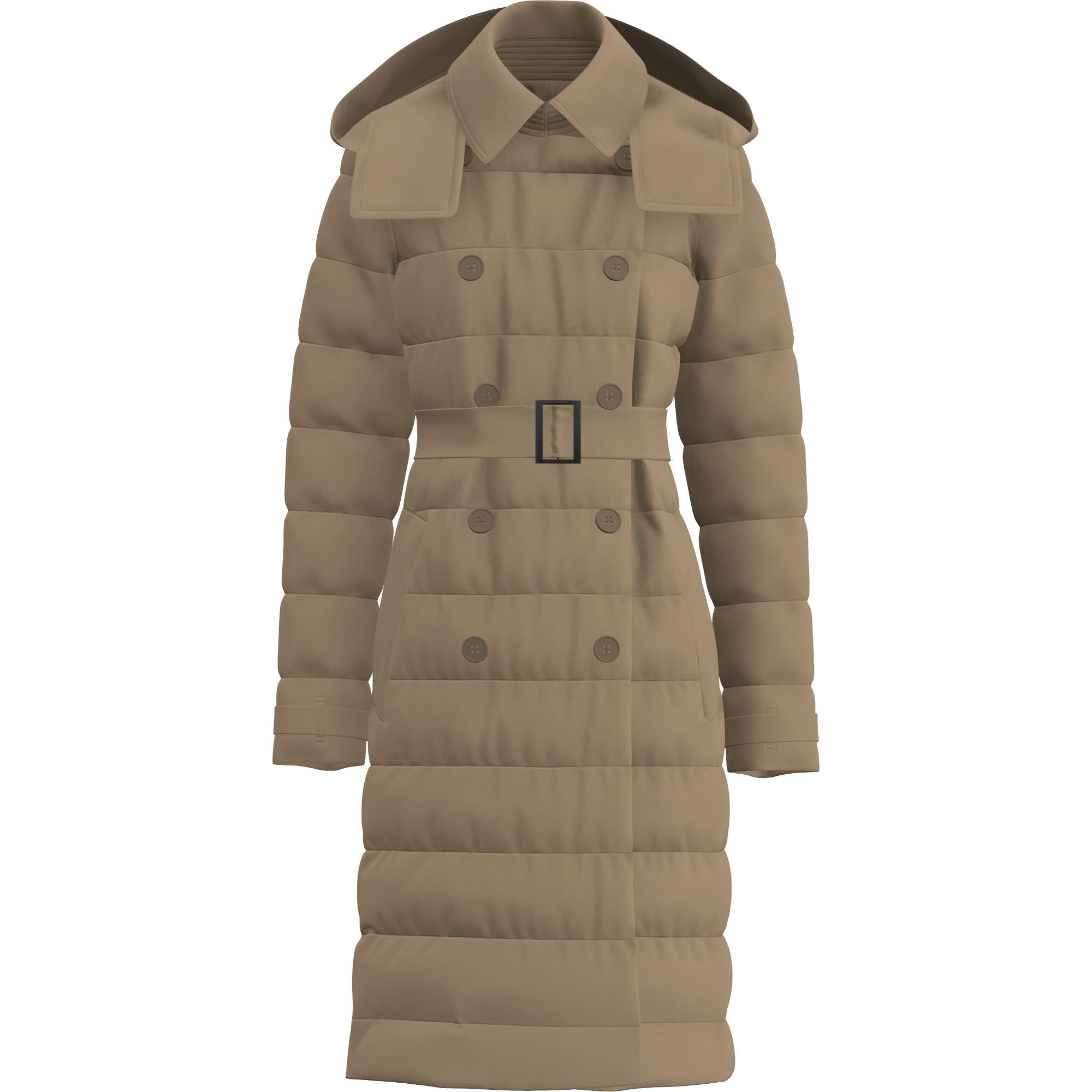 디태처블 후드 코튼 개버딘 퍼퍼 코트