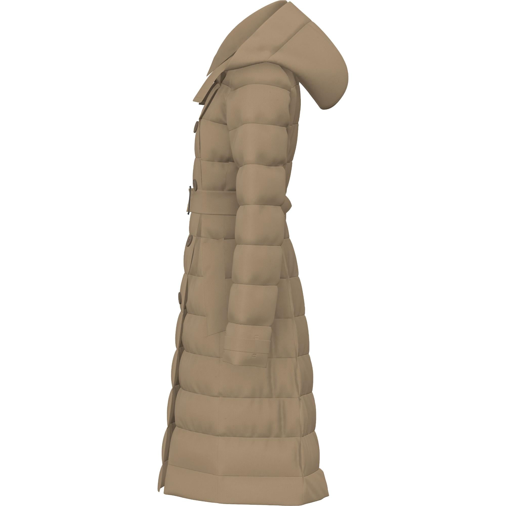 디태처블 후드 코튼 개버딘 퍼퍼 코트