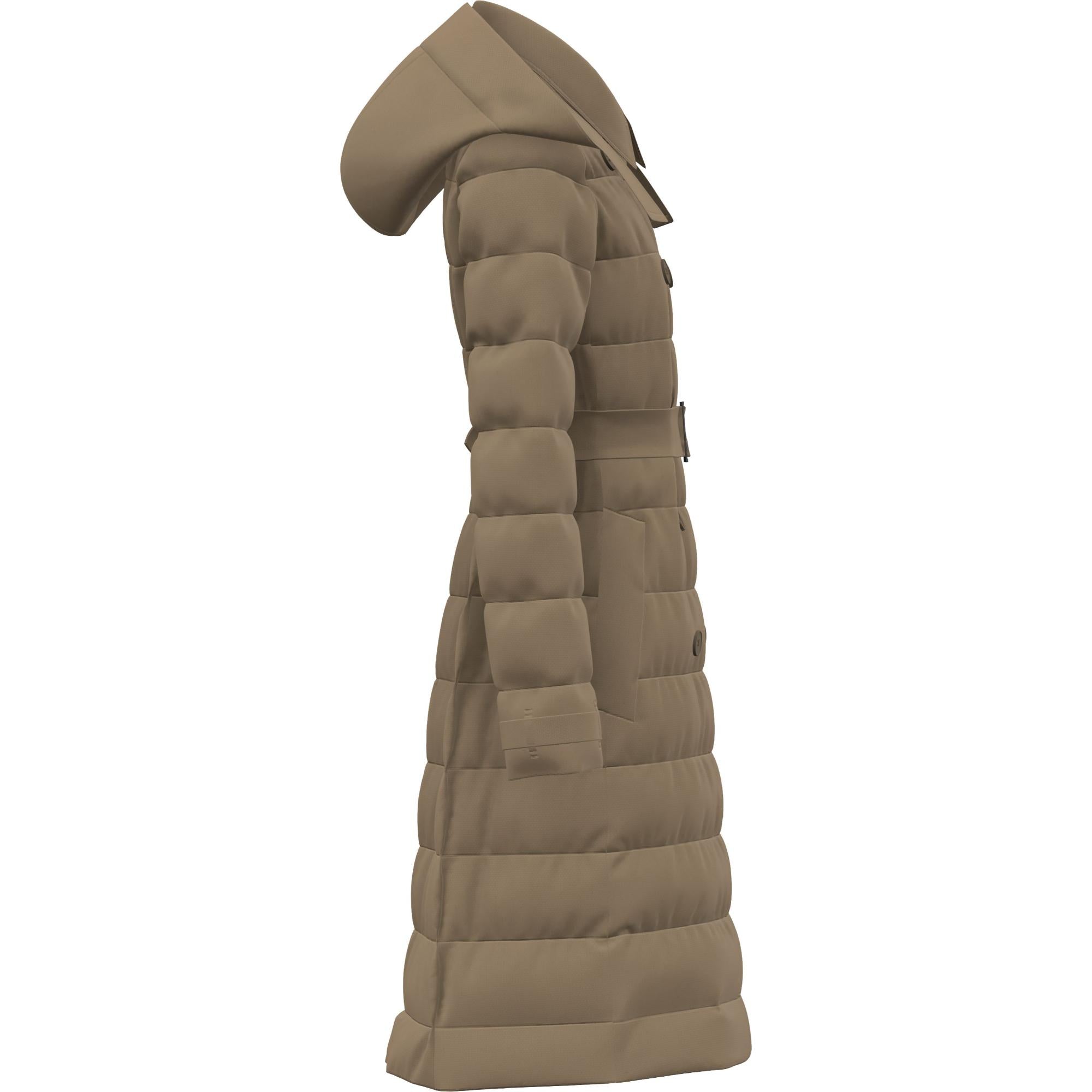 디태처블 후드 코튼 개버딘 퍼퍼 코트