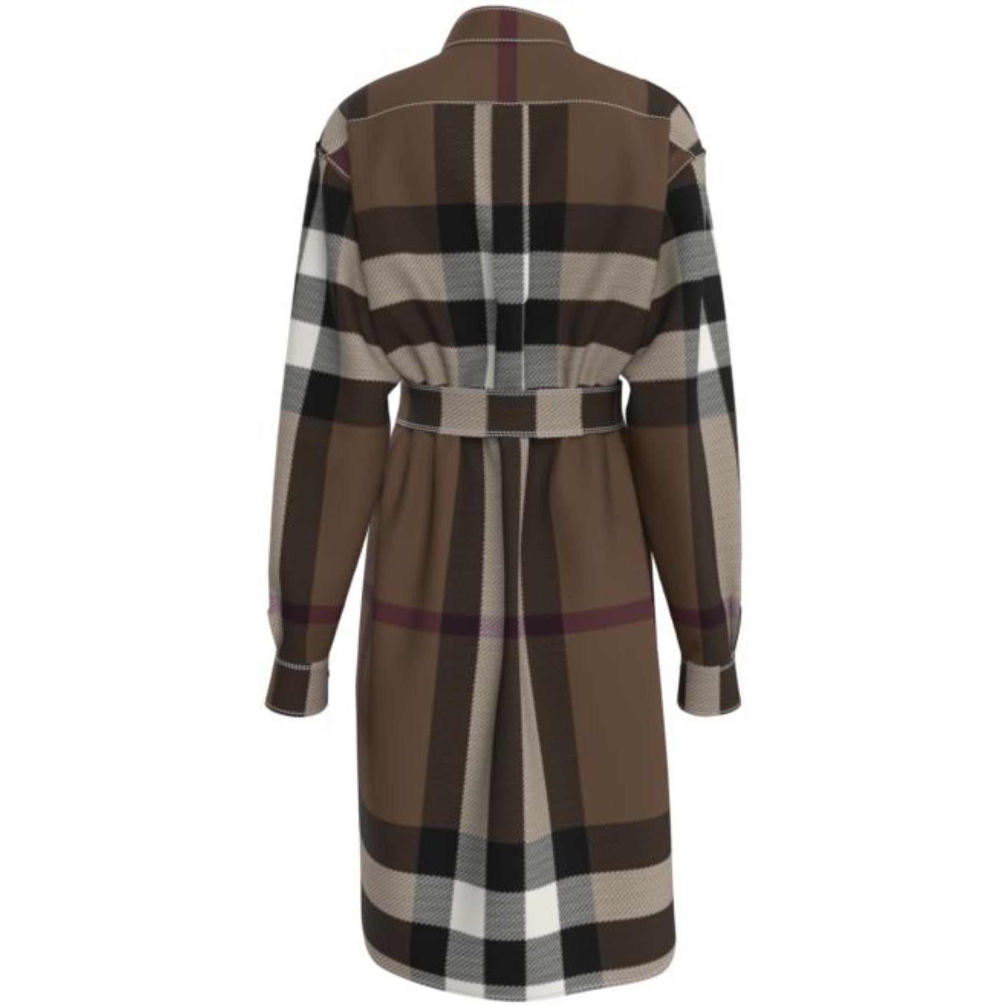 체크 코튼 포플린 타이 웨이스트 셔츠 드레스